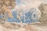 Anthony Van Dyck Copley-Attrib Fielding, Untitled - A Track Through the Forest, watercolour on paper