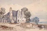 Anthony Van Dyck Copley-Attrib Fielding, Untitled - Manor House and Bridge, watercolour on paper