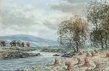 John Hamilton Glass, Harvest Time, Humbre, watercolour on paper
