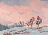 Leslie H. Peters, Untitled - Pack Train in the Mountain Pass, oil on canvas board
