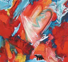 Maureen Enns, Grizzy Heart: Biscuit, 2002, acrylic and collage on paper