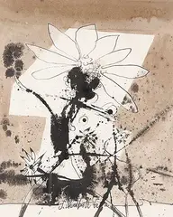 Jack Shadbolt, Flower Drawing #7, 1960, ink and sepia ink on paper