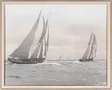 Wallace Robertson MacAskill, Nova Scotia Schooners, hand coloured photograph on paper