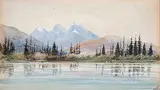 Walter James Baber, Untitled - Bow River with Three Sisters in Background, 1903, watercolour on paper