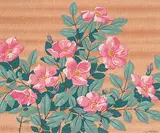 A. J. Casson, Untitled - Wild Roses, colour silkscreen on wood veneer