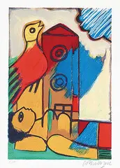 C. van Beverloo Corneille, Sortilege de la Tour #E/A, 2002, colour lithograph on paper