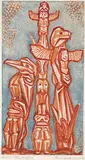 Anne Smith Hook, Kaloose Totem, Calgary, colour relief print on paper