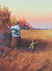 Ken Lonechild, Berry Picking, 1996, acrylic on canvas