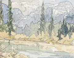 Jim Millard, Kananaskis River Sketches near the Beaver Pond, 1987, watercolour on paper