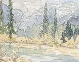 Jim Millard, Kananaskis River Sketches near the Beaver Pond, 1987, watercolour on paper