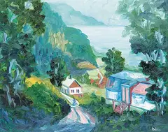 Claude Rollin, Ferme au four, Port aux Persils, Charlevoix, Quebec, Canada, oil on canvas