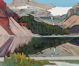 H. William Townsend, Bow Lake at Dusk, Banff National Park, oil on canvas