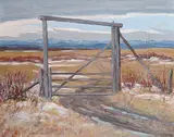 John Davenall Turner, Gate, oil on hard board