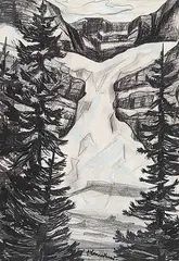 Fritz Brandtner, Untitled - Angel Glacier, Mt. Edith Cavell, mixed media on paper
