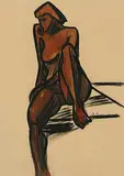 Fritz Brandtner, Untitled - Nude, ink and watercolour on paper