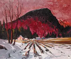 St. Fulgence by Bruno Cote, 1988, oil on hard board, sold Nov 2005