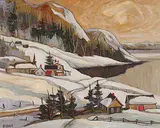 Jean-Guy Desrosiers, Hiver en montagne, oil on hard board
