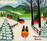 Maud Lewis, Untitled - Spring Sleigh Ride, enamel on paper board