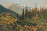 Marmaduke Matthews, Untitled - Mountain Landscape with Black Bear