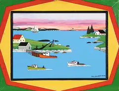 Joe Norris, Mending the Herring Nets, 1992, enamel on wood board
