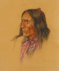 John Semers Perry, Untitled - Chief Crowfoot, pastel on sandpaper