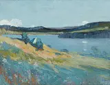 Arthur Dominique Rozaire, Looking Across Lac St. Joseph, 1910, oil on wood board