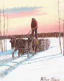 Getting a Load of Wood by Allen Sapp, acrylic on canvas, sold Nov 2005