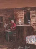 Allen Sapp, Grandma Nokum Telling her Story, acrylic on canvas