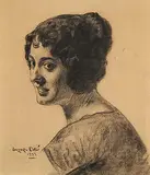 Untitled - Portrait of a Woman by Marc-Aurèle de Foy Suzor-Coté, 1925, conte on paper, sold Nov 2005