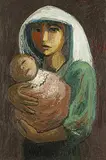 Jesús Carles de Vilallonga Rosell, Untitled - Mother and Child, 1959, oil on hard board