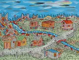 Arthur Villeneuve, Petit ruisseau, 1974, acrylic on canvas board