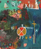 Jane Ash Poitras, Power Shield Men III, 1990, oil on canvas