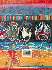 Jane Ash Poitras, The Ascend [sic] of the Peyote Eagle, 1991, mixed media on canvas