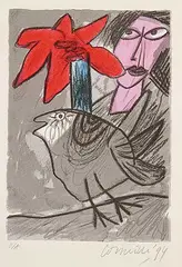 C. van Beverloo Corneille, Untitled - Red Flower [Rode Bloem] #E.A., 1994, colour lithograph on paper