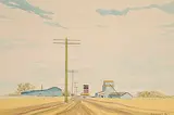 Robert Newton Hurley, Untitled - Prairie Town with Yellow Fields