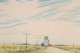 Robert Newton Hurley, Untitled - Prairie Town with Green Fields