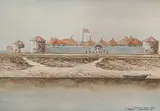 Ernest John Hutchins, Old Fort Garry 1872, Demolished 1882, watercolour on paper