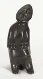Paulassie Eqilaq, Untitled - Seated Hunter, green stone sculpture