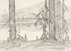 Euphemia McNaught, Jack Fish Lake, near Thunder Mountain Road, running north from Stoney Lake, graphite on paper