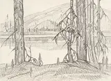Euphemia McNaught, Jack Fish Lake, near Thunder Mountain Road, running north from Stoney Lake, graphite on paper