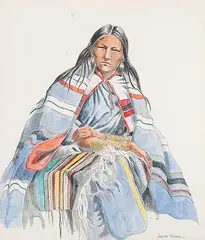 Judith Nickol, Young Kiowa Woman, watercolour on paper