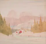 Graham Noble Norwell, Untitled - The Red Cabin in Winter