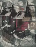 Moses Martin Reinblatt, Untitled - Abstract Street Scene, pastel on paper