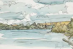 Gordon Snyder, Untitled - Prairie Lake, watercolour on paper