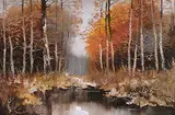 Tinyan Chan, Untitled - Autumn Pond, oil on canvas