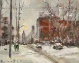 Tristan Tondino, Evening Walk, Rue St. Antoine, oil on canvas