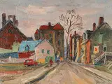 John Stanley Walsh, Untitled - Colourful Street Scene, oil on canvas board