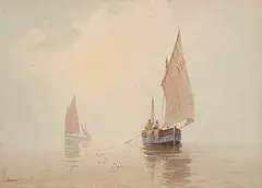 Charles E. Hannaford, Penzance Luggers, watercolour on paper