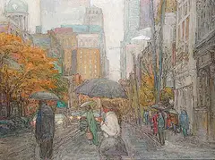 Donald Besco, Light Rain, King St., oil on hard board