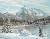 Duncan MacKinnon Crockford, Winter Comes to Banff, Alberta, Rundle Mt and Vermillion Lakes